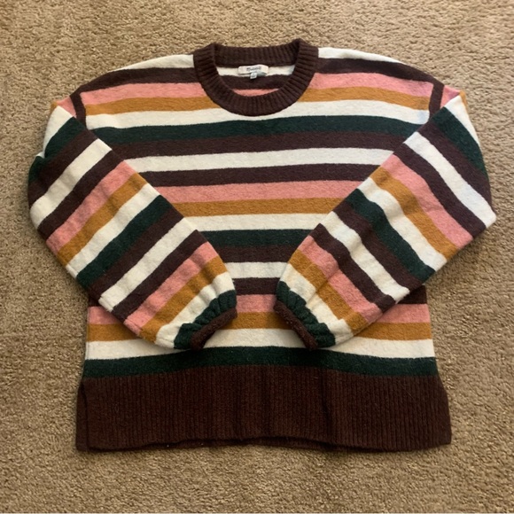 Madewell Sweaters - Madewell Striped Merino Wool Alpaca Blend Pullover Slouchy Sweater